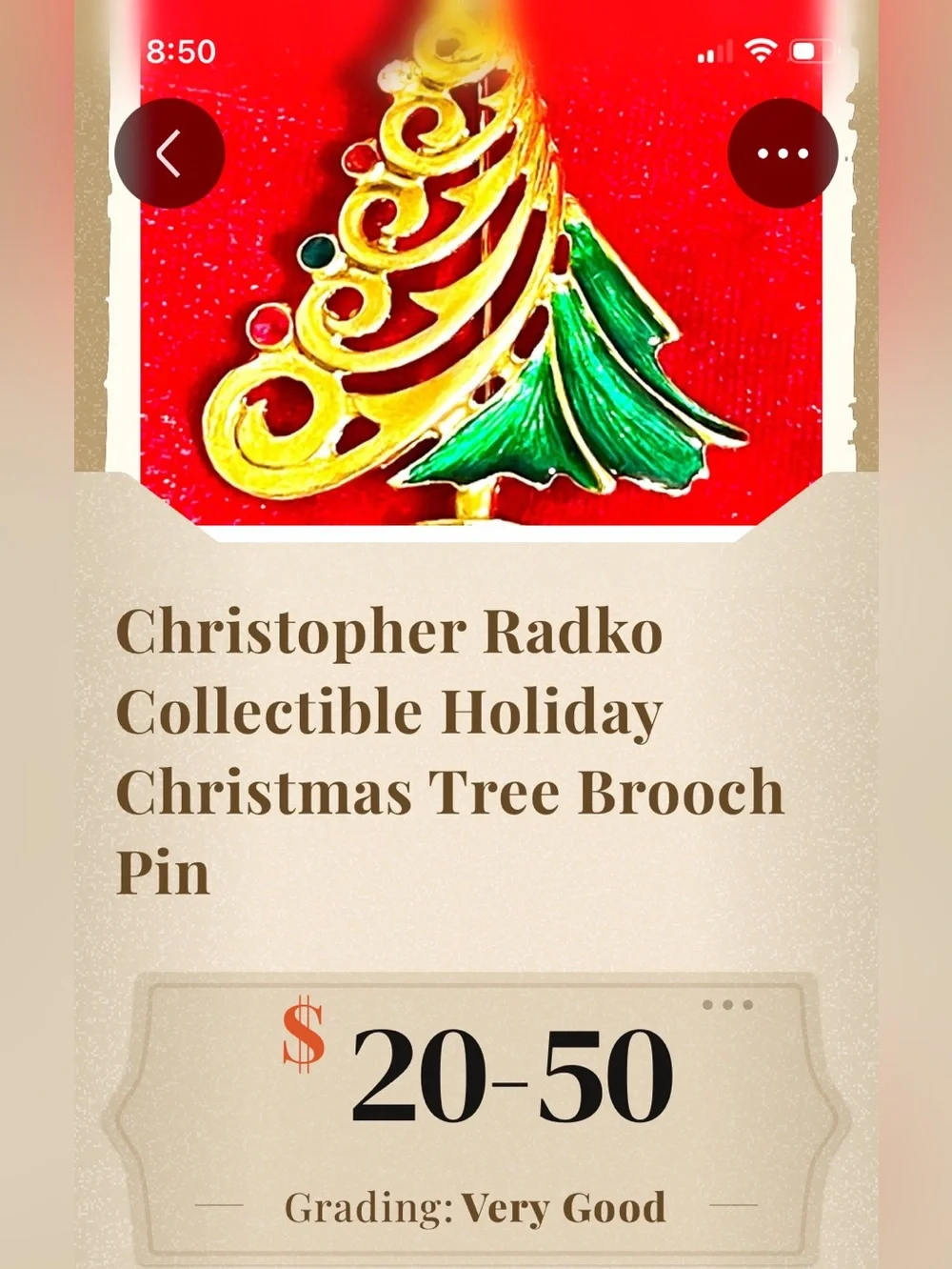 Collectible Radko Holiday Tree Pin